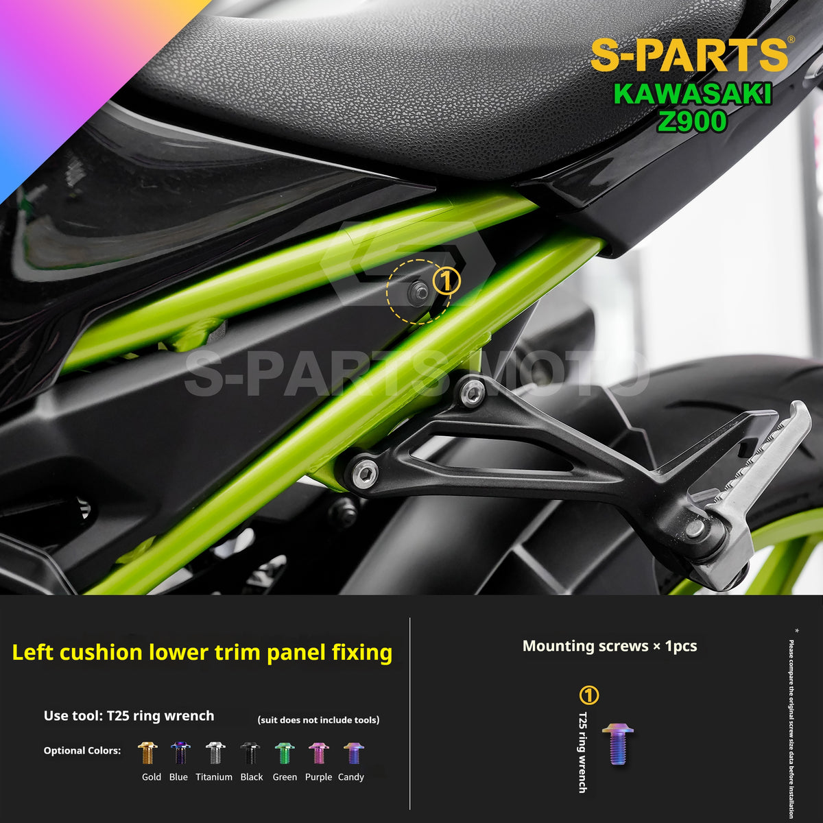 SPARTS TC4 Titanium Bolt Kit for Kawasaki Z900 2021 | Motorcycle Titanium Bolt Upgrade