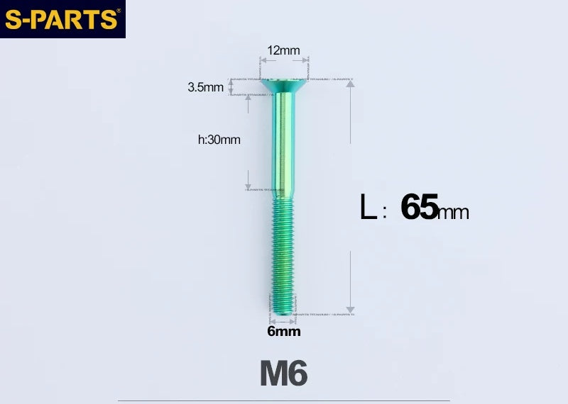 SPARTS M6×10–65mm Titanium Torx Countersunk Bolts for Motorcycle Frames