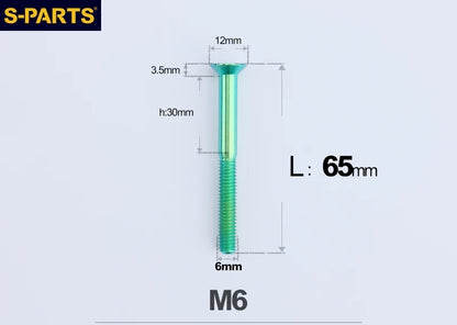 SPARTS M6×10–65mm Titanium Torx Countersunk Bolts for Motorcycle Frames