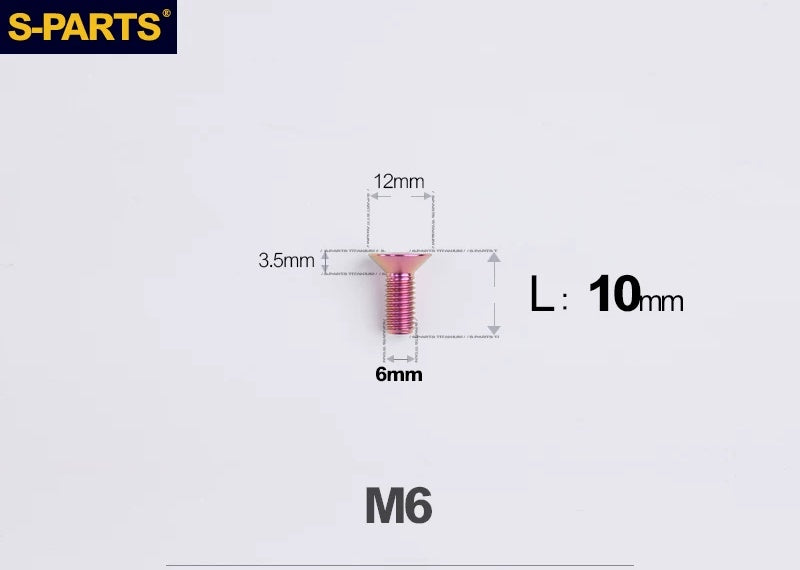 SPARTS M6×10–65mm Titanium Torx Countersunk Bolts for Motorcycle Frames