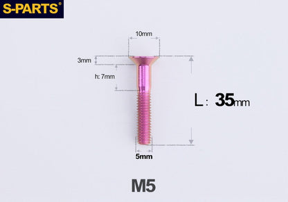 SPARTS M5×8-50mm Countersunk Titanium Alloy Bolt