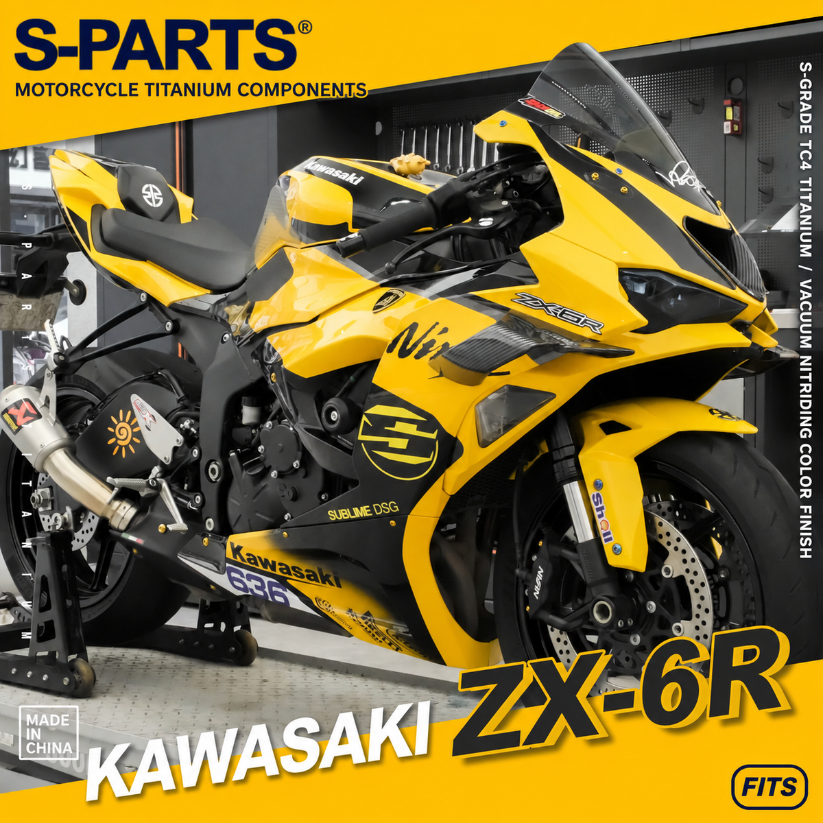 SPARTS Motorcycle Titanium Bolt Upgrade – S-Grade TC4 Bolt Kit for Kawasaki ZX-6R