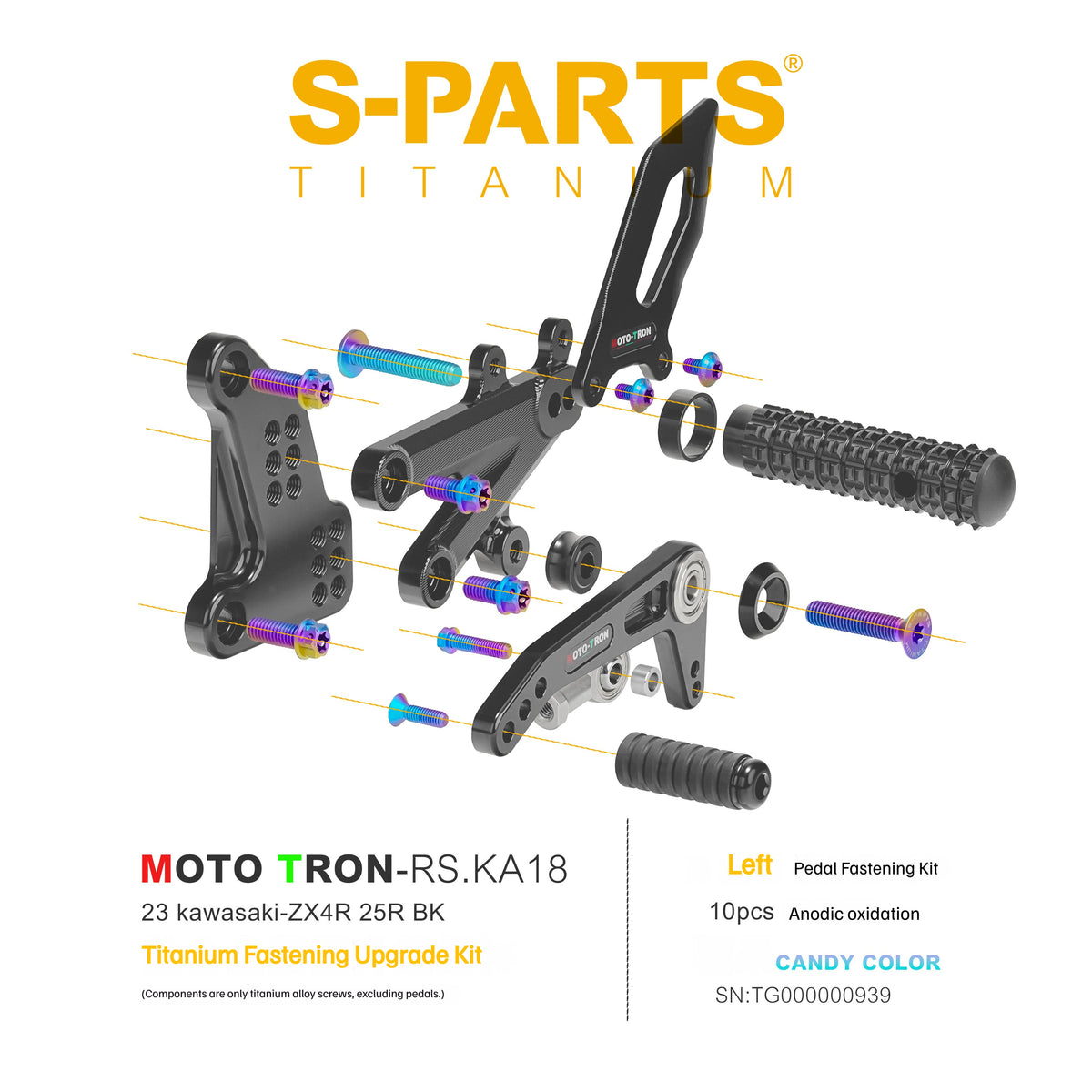 SPARTS Titanium Rearset Bolts for Kawasaki ZX-4R MOTO TRON