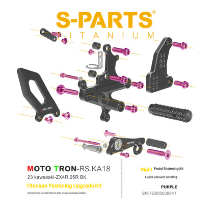 SPARTS Titanium Rearset Bolts for Kawasaki ZX-4R MOTO TRON