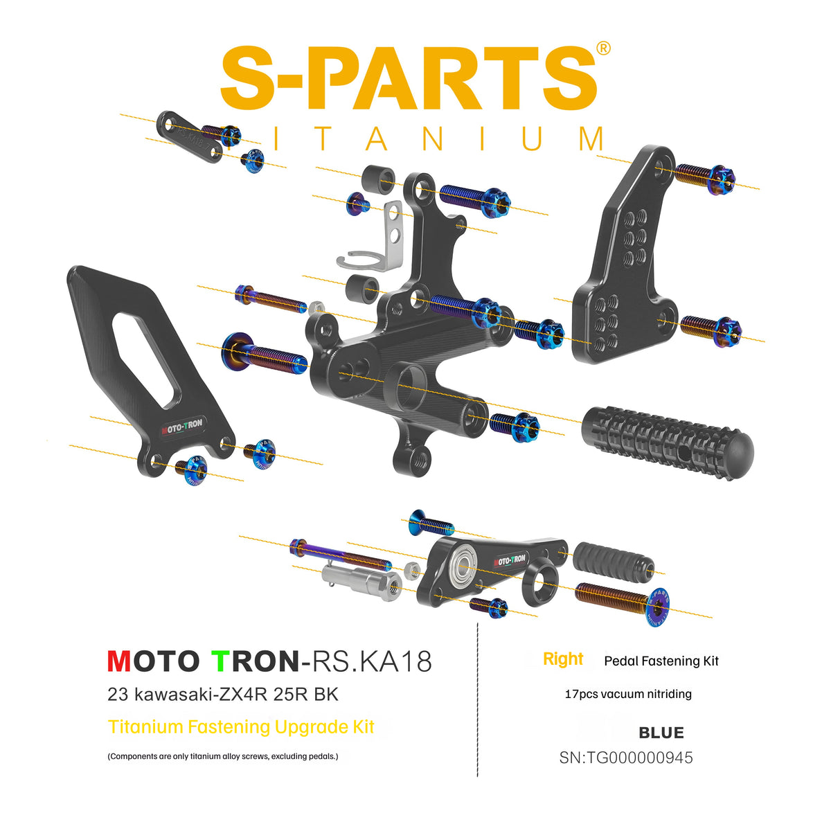 SPARTS Titanium Rearset Bolts for Kawasaki ZX-4R MOTO TRON