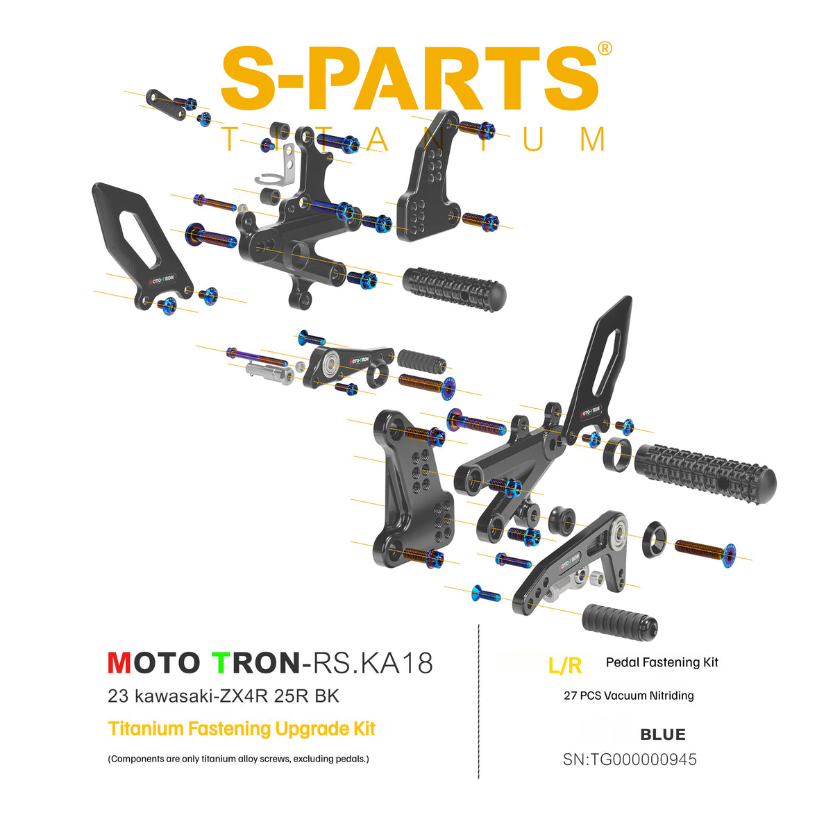 SPARTS Titanium Rearset Bolts for Kawasaki ZX-4R MOTO TRON