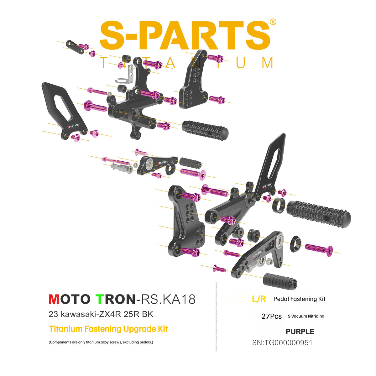 SPARTS Titanium Rearset Bolts for Kawasaki ZX-4R MOTO TRON