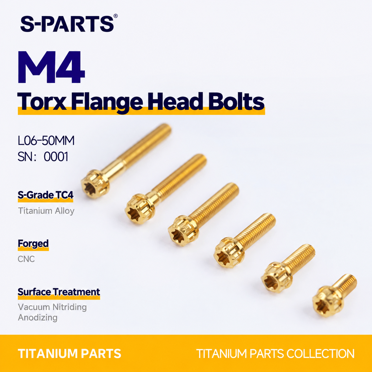 SPARTS M4 ×6 –50mm Titanium Torx Flange Head Bolts