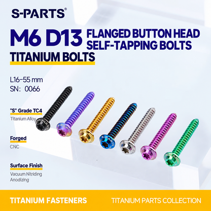 SPARTS M6 Titanium Flanged Button Head Self-Tapping Bolt D13